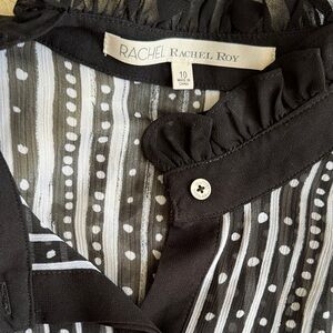 RACHEL Rachel Roy Black and White Polka Stripe Blouse